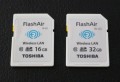 FlashAir-Karten, Versionen W-02 (links) und W-03 (rechts)
